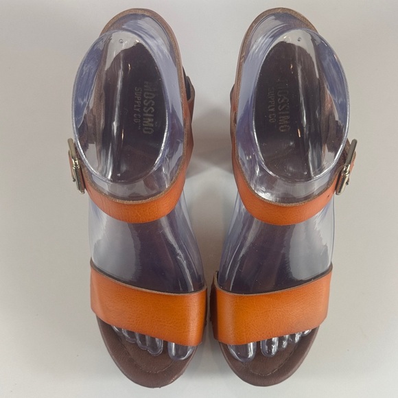 Vintage Mossimo Faux Wooden Heels with Orange Strap - Picture 3 of 15